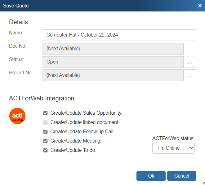 QuoteWerks Saves an Attachment in ACT! for Web