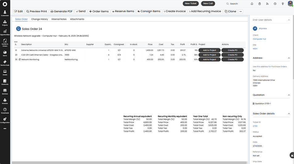 QuoteWerks Creates HaloPSA Sales Orders from Won Opportunities