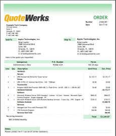 QuoteWerks Sample Order