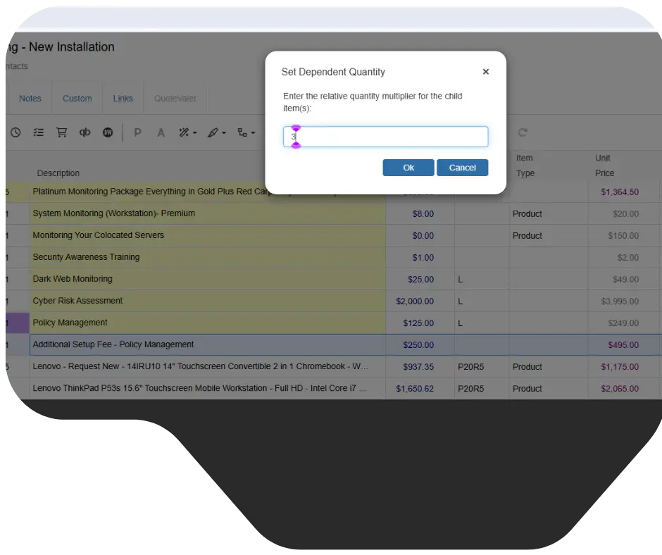 build structured product relationships dependent quantities